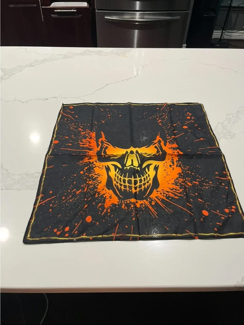 Black & Orange Skull Bandana Scarf